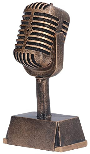 Yosoo Health Gear Trophée de Récompense, Trophée de Chant, Microphone Vintage, Bronze doré, Meilleure Performance Vocale, karaoké, Concours de Chant, Chorale d'enfants, Fête d'anniversaire,