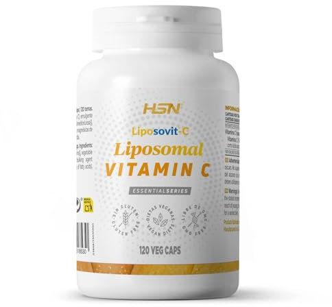 HSN Vitamina C Liposomal 500mg Liposovit® | 120 Cápsulas Vegetales - PURA vitamina C LIPOSOMADA - la mejor ABSORCIÓN y BIODISPONIBILIDAD | No-GMO, Vegano, Sin Gluten