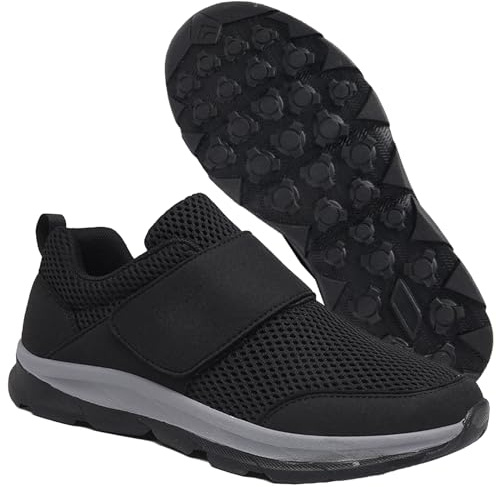 AZMAHT Zapatillas diabéticas Ajustables ortopédicas para Mujer Zapatos de Punta Deslizante Ajustables Zapatos de pie diabético de pie Ancho Zapatos ortopédicos Ajustables,Negro,46/280mm