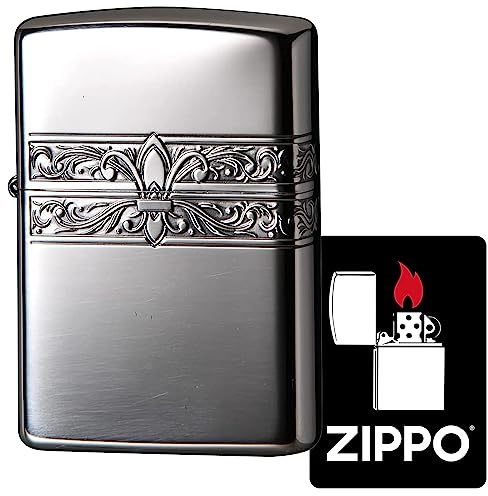 Zippo 2NI-3YURI Windproof Brass Lighter with 3 Sided Lily Special Sticker Nickel