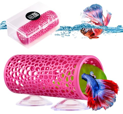 Abizoo Betta Hideout: Cute Pink Fish Tunnel, Ideal for Small Fish & Shrimp - Resin, Hollow Betta House - Decor & Breeding Cave