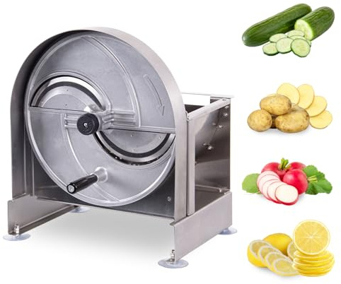 Rismanor Commercial Manual Fruit Vegetable Slicer 0.2-12mm Adjustable Thickness Stainless Steel Multifunctional Commercial Manual Slicer for Slicing Fruit Lemon Onion Cabbage