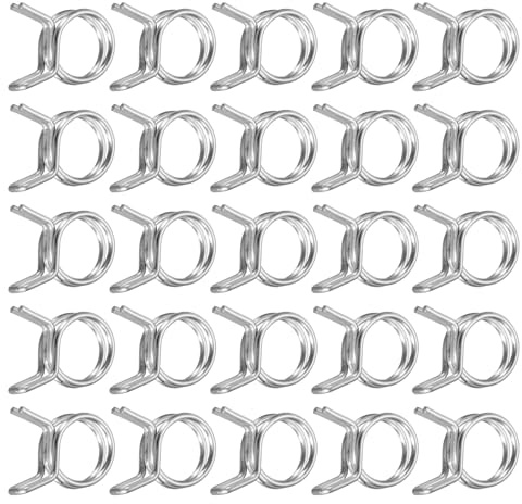 QUARKZMAN 25Pcs 10mm/0.39inch Diamètre Intérieur Collier de Serrage à Ressort Double Fil, Clips Réglables en Acier Inoxydable Pour Tuyau Ligne de Carburant Tube en Silicone