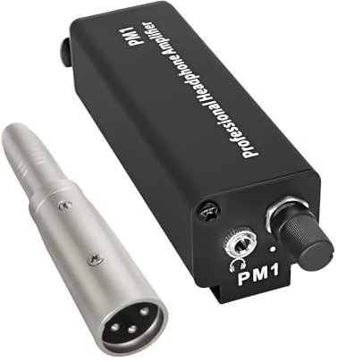 XMSJSIY Amplificador de monitor auriculares estéreo con XLR / entrada de 6,35 mm, convertidor de salida de 3,5 mm, portátil, control de volumen de audio, para tecladores, bateristas, guitarras