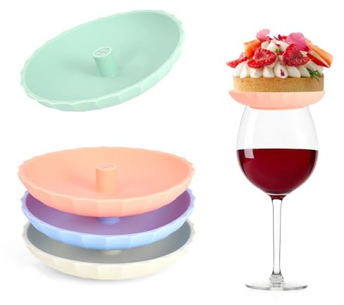 OOTSR 4pcs Wine Glass Topper en Silicone, Couvercles avec Fente Paille pour Tasse Réutilisable, Dessous de Verres à Vin pour Apéritifs Desserts Charcuterie Restaurants Maison Soirées Décoration