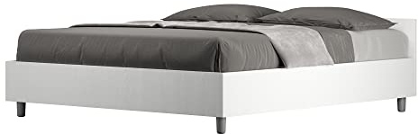BS COM Letto matrimoniale senza rete 160x190 bianco frassino