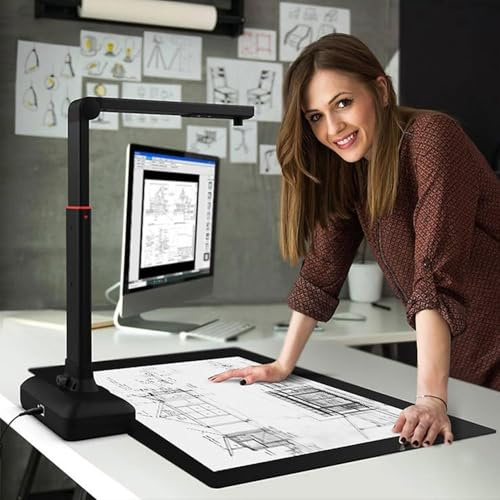 A2 storformat bokskanner, 23 MP justerbar höjdkamera med automatisk sidutjämning och -delning, OCR-textigenkänning, serietagning för kontor och arkiv