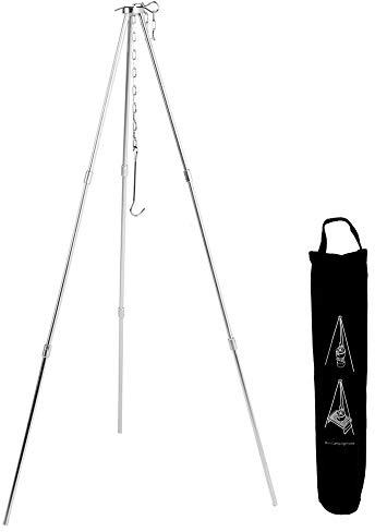 Trípode portátil para cocinar al aire libre, cadena colgante ajustable, olla colgante, soporte para parrilla, Camping, Picnic, barbacoa, alúmina dura, ligero, duradero, 451g
