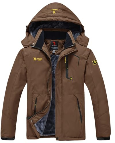 donhobo Wanderjacke Herren Wasserdicht Atmungsaktiv Winterjacke Gefüttert Warm Fleecejacke Herbst Outdoorjacke Trekkingjacke (Coffee,M)