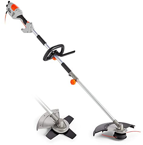 VonHaus 2 in 1 Grass Trimmer & Brush Cutter 1000W – 38cm Max Cutting Width – 10m Cable, Safety Switch, Auxiliary Handle, Shoulder Strap, Lightweight and Tap & Go System