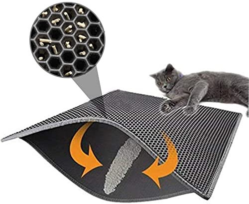 FXxswey Katzenklo Matte, faltbar, doppellagig, wasserfest, mit Wabenmuster, schützt Boden und Teppich, leicht zu reinigen(40 x 50 cm)