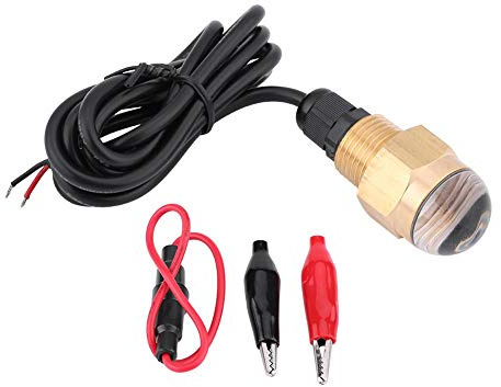 Aramox Marine Boat Underwater Light, 12V Brass Glass Blue LED Underwater Light Lamp Drain Plug1/2 NPT Yacht Accessory