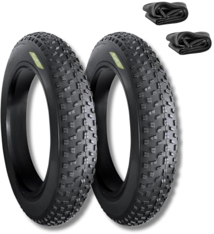 ECOVELO 2 COPERTONI 20 X 4.0 + CAMERE D’ARIA COPPIA PNEUMATICI TASSELLATI PER FAT BIKE E-BIKE GOMME 20'' MTB CON RUOTE FAT