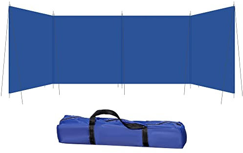 Outsunny Camping Windbreak, Foldable Portable Wind Blocker w/Carry Bag and Steel Poles, Beach Sun Screen Shelter Privacy Wall, 620cm x 150cm
