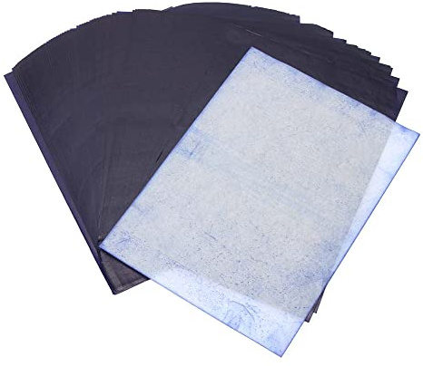 Lot de 100 feuilles de papier carbone bleu pour transfert de patron ou texte sur papier, bois, toile (25,4 x 36,8 cm)
