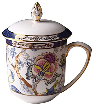 Kaffekopp Bone Kina Mugg Hem eftermiddagste Kaffekopp Creative med lock Keramik Par Vattenkupa Europeisk stil Frukost kopp