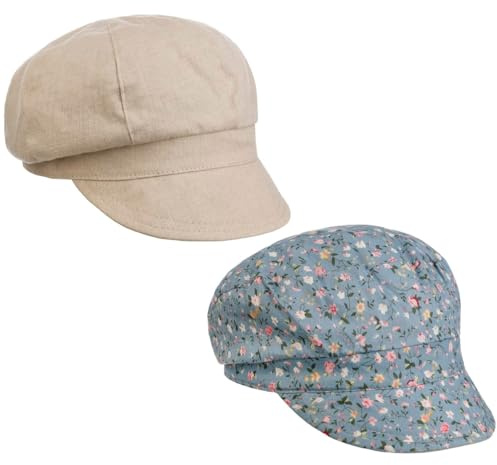 Lipodo Millefleurs Vändbar Keps Damer - skärmmössa gubbkeps baker boy mössa med skärm, skärm Sommar Vår-sommar - L (57-58 cm) beige