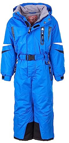Schneeanzug Kinder, wasserdichter Skianzug Jungen/Mädchen, einteiliger Winter-Overall | 110 116 122 128 134 140 (Blau, 128-134)