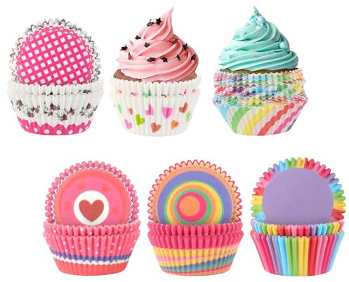 NVIYAM 300 Pezzi Pirottini per Muffin Carta Pirottini per Cupcake Mini Muffin Colori Pastello Stampi per Dolci Pirottini Colorati Carta da Forno Pirottini di Carta per Muffin Tazze da Forno