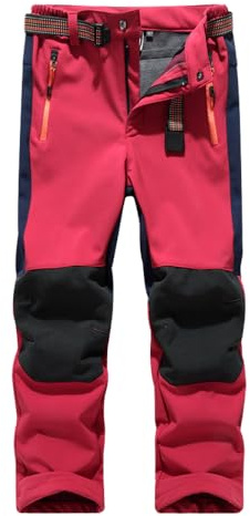 Hpbygstae Pantaloni termici impermeabili per ragazzi e ragazze, pantaloni da neve, pantaloni invernali per attività all'aria aperta, pantaloni da sci softshell, per bambini,Rosso-L