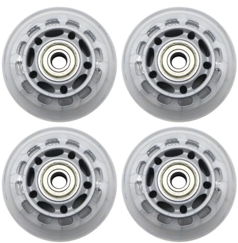 Inline Skate Wheels 64mm, Clear Roller Blade Replacement Wheels with Bearings for Skate, Office Chairs, Luggage (4 Pack)