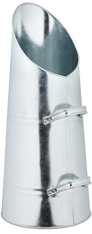 Relaxdays 16 L Cubo de Carbón, Hierro, Recipiente para Pellets con 2 Asas, Recogedor de Cenizas Chimenea, Metal, Plata