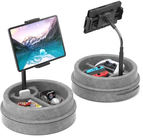 KDD Soporte de Almohada para Tablet Cuello de Cisne,Soporte iPad Multiángulo con Almacenamiento,Cojín para Tablet Ajustable 360° para Cama o Regazo,para iPad Pro 12.9 Air Mini Teléfonos E-Reader