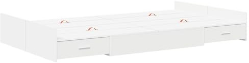 Gecheer Minimalist Storage Bed Frame with Built-in Drawers, White, 120 x 200 cm, Wood Model3335301