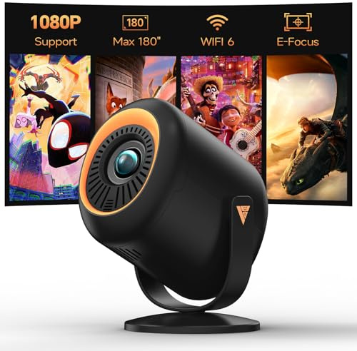 Mini Projector Portable Video Projector Support 1080P 200 HD Movie Projector, Outdoor Projectors with Stylish Streamlined Design, Compatible with Smartphone/ Tablet/ Laptop/ TV Stick/ PS5