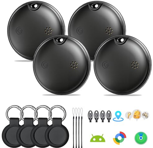 2026 New Dual System Air Tracker Tags-4 Pack for Both iOS & Android Phones, Bluetooth Tracker Compatible with Apple Find My (iOS) & Google Find Hub (Android) Device for Luggage, Keys, Wallets