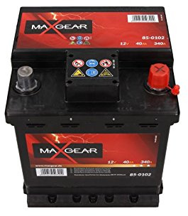 MAXGEAR Batterie 40, Ah 340, A/EN 540 406 034 L 175mm B 175mm H 190mm Compatible avec PEUGEOT 206 3/5 portes 2A/C, OPEL Corsa D 3/5 portes S07, FIAT 500 3 portes 312, SEAT Ibiza IV 3/5 portes 6J5, 6P1