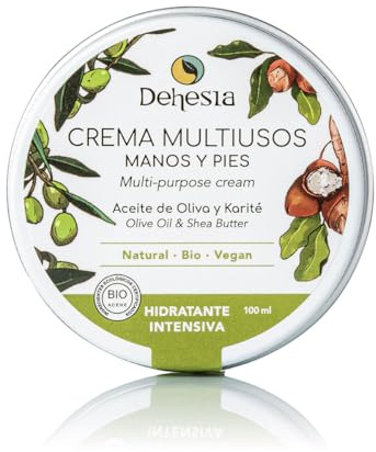 Crema de manos y pies ultra hidratante | Nutre al instante y mejora las grietas y sequedad de manos y pies | Fórmula natural, vegana y bio con aceite de oliva v.e. y manteca de karité