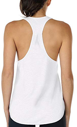 icyzone Yoga Sport Tank Top Damen Racerback Lauftop Fitness Running Shirt Oberteile (L, White)
