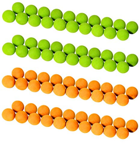 GoSports Foam Fire Replacement Balls - Pack of 80 (40 Green + 40 Orange)