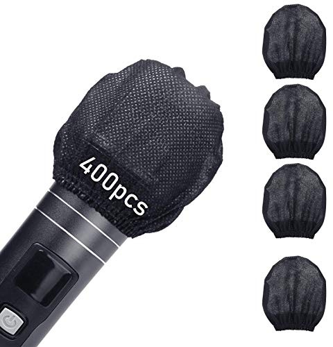 Microphone Cover 400pcs (200 pairs) Microphone Covers Disposable Individually Wrapped Mic Cover For Sanitary Mic Covers Disposable For Mic Microphone Windscreen & Pop Filters Black (400 pack-Black)