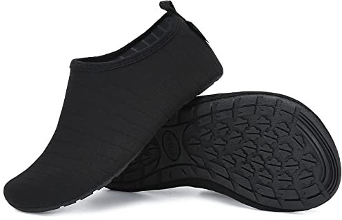 SAGUARO Hausschuhe Herren Damen Hüttenschuhe Leicht Rutschfest Pantoffeln Cozy Atmungsaktiv Sockenschuhe Home Flache Cozy Slippers, Reines Schwarz 42/43EU
