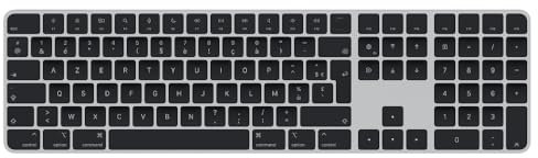 Apple Magic Keyboard avec Touch ID et pavé numérique : Bluetooth, Rechargeable. Compatible avec Les Ordinateurs Mac dotés d’Une Puce Apple ; Français, Touches Noires