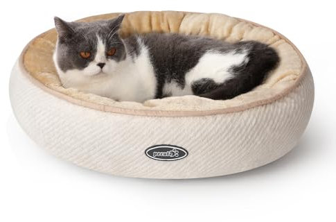 pecute Katzenbett Katzenkorb zum Schlafen, Rundes Hundebett Kleine Hunde Weich Und Waschbar, Katzenkissen Flauschig, Katzen Schlafplatz, Cat Bed Katzennest XS 45 * 15cm