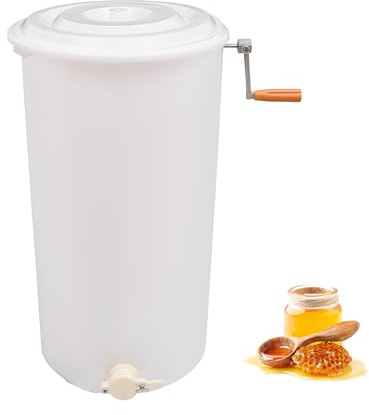 TFCFL Honey Extractor, 2 Frame Honeycomb Manual Crank Spinner Beekeeping Extraction Apiary Centrifuge Equipment (White)