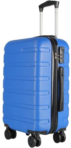 T-LOVENDO.ES Maleta de Viaje Cabina 55x40x20- Equipaje de Mano- 4 Ruedas giratorias- Material ABS Ligero- Semirígida- Candado o Cerradura combinación- Asa telescópica- Trolley- Azul Claro