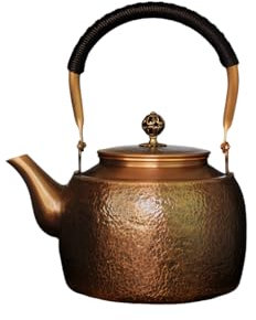 Kuiwisen Large Copper Teapot with Hammer Handmade 1.5mm Thick Pure Red 1700ml 3ml