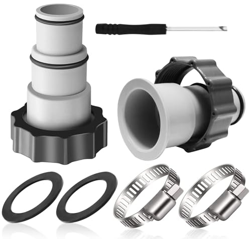 2 Stück Intex Poolschlauch Adapter 32-38mm für Pumpen mit Gewindeanschluss und Kolbenventil Poolzubehör
