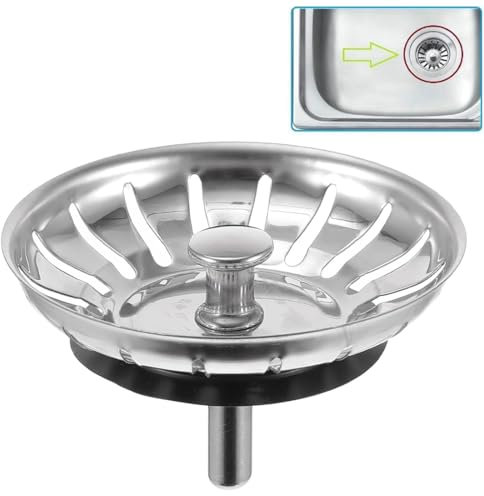 AORVYUI 82mm tapón de desagüe de acero inoxidable para fregadero de cocina