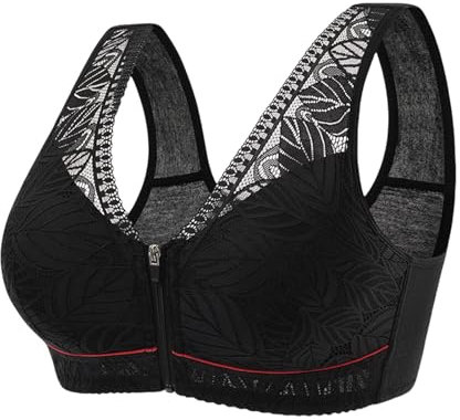 RGDIDG Women's Summer Large Size 3/4 Cup Front Zip Bra Lace Breathable Non-Steel Ring Bra Underwear