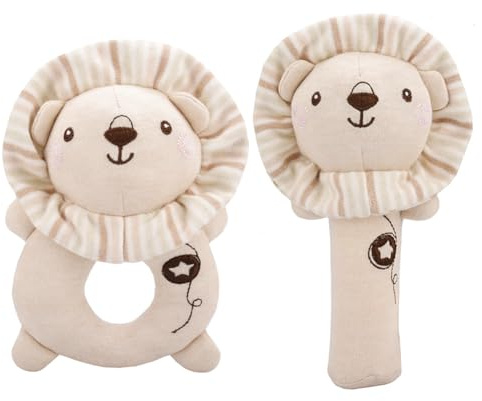 LICHENGTAI Sonajero para bebés de 0, 3, 6, 12 meses, sonajero de bebé Montessori, sonajeros y anillos de peluches, juguetes de animales suaves, sonajero, para niños y niñas