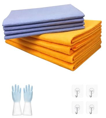 nnOuOnn Miracle Absorbent Cleaning Cloth Shammy, 8pcs Ultra-Absorbent Premium Multi-Purpose Cleaning Shammy Towel, Cleaning Cloths for Home All Purpose, Reusable Non-Scratch Woven Cars Pet