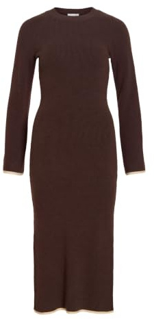 Vikerry O-Neck L/S Knit Maxi Dress-Noos, marrón (Coffee Bean), XL
