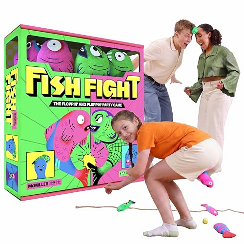MCMILLER ENTERTAINMENT Fish Fight! The Floppin’ and Ploppin’ Party Game – Hilarious Family Board Game for Kids and Adults, Fun Travel Game, Perfect Christmas for Boys, Girls & Teens