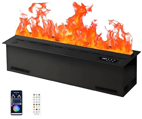 GIZMIT Caminetti a Vapore acqueo 3D, Camino a Vapore con 16 Milioni di Colori di Fiamma, Stufa elettrica a Vapore con Touch Screen/Telecomando, riempimento Automatico dell'Acqua Remotecontrol-80cm