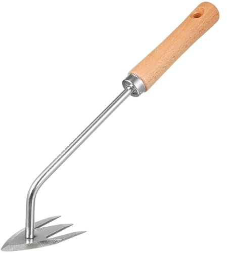Yardenfun Outil Désherbage Multi Fonction avec Manche Ergonomique Râteau Acier Inoxydable Résistant Désherbeur Main pour Jardin Pelouse et Parcs